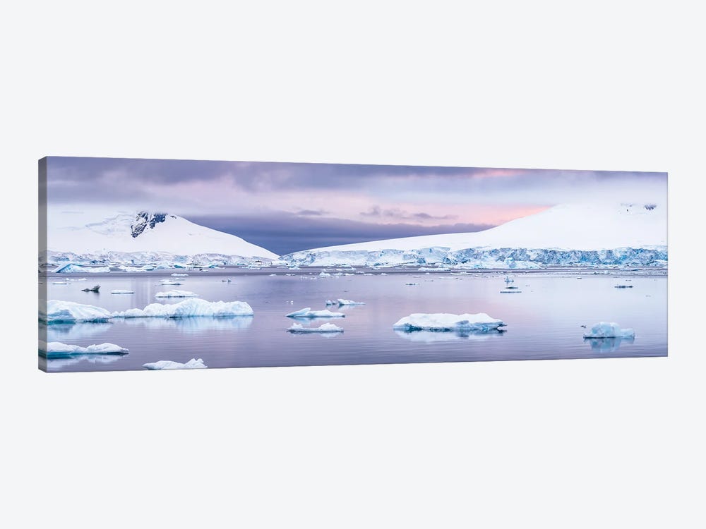 Antarctic Landscape With Ice Covered Mountains At Dawn, Antarctic Peninsula, Antarctica by Jan Becke 1-piece Canvas Print
