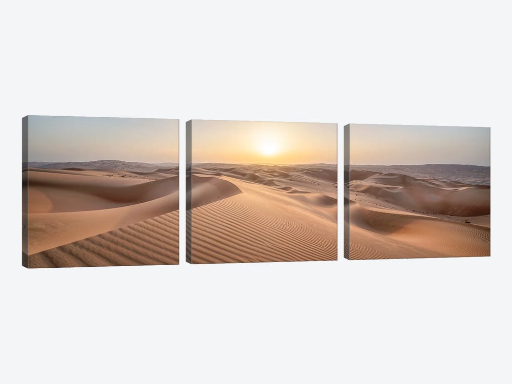 Rub' Al Khali (Rub Al-Chali) Desert At Sunset, Empty Quarter, Abu Dhabi, United Arab Emirates by Jan Becke 3-piece Canvas Art Print