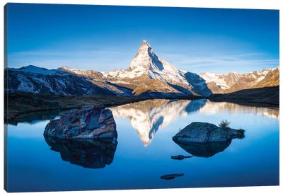 Sunrise At The Stellisee With Matterhorn In The Background Canvas Art Print - Switzerland Art