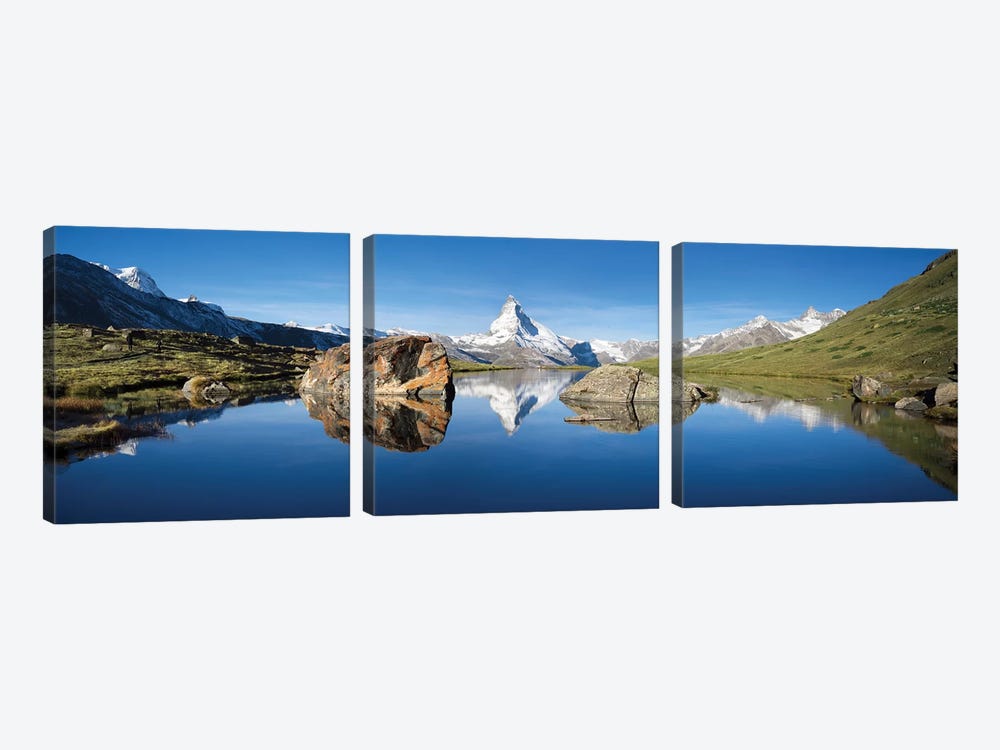 Scenic View Of Matterhorn And Stellisee In Summer by Jan Becke 3-piece Canvas Wall Art