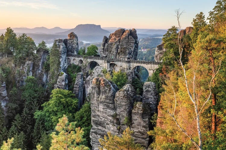 Bastei In Autumn, Elbe Sandstone Mountains, Saxony, Germany