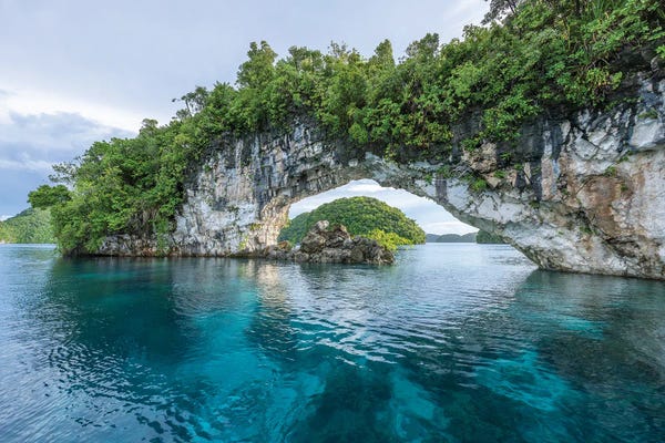Islands: Natural Arch, Chelbacheb Islands Also Known As Rock Islands, Palau, Koror, Micronesia by Jan Becke