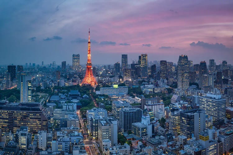 Tokyo Cityscape At Dusk With Tokyo Tower