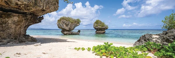 Micronesia: Hila'an Beach Panorama With Mushroom Rocks, Guam by Jan Becke