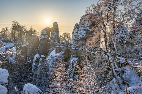 Germany: Bastei Bridge (Basteibrücke) In Winter, Elbe Sandstone Mountains, Saxon Switzerland, Saxony, Germany by Jan Becke