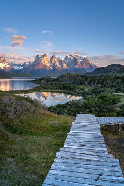 Chile: Cuernos Del Paine And Lake Pehoé At Sunrise, Torres Del Paine National Park, Chile by Jan Becke