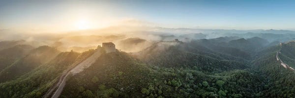 The Great Wall Of China: Great Wall Of China Panorama At Sunrise by Jan Becke