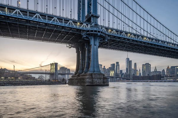 Canvas Print: Manhattan Bridge Sunset by Jan Becke