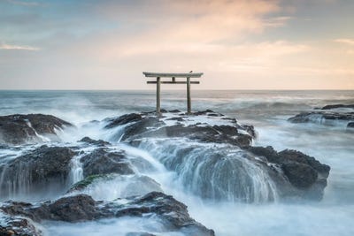 Torii Gate In The Sea, Oarai, Ibaraki Prefecture, Japan by Jan Becke framed wall art