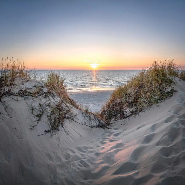 Beach Sunrises & Sunsets: Dune Landscape At Sunset, North Sea Coast by Jan Becke