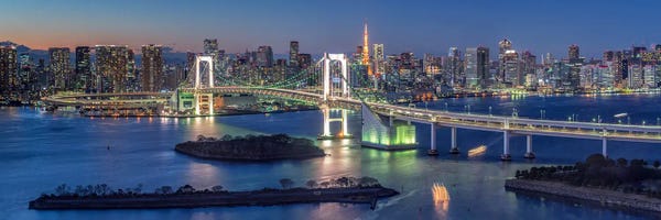 Asia: Tokyo Rainbow Bridge At Night, Odaiba, Tokyo, Japan by Jan Becke