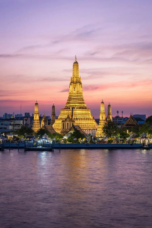 Wat Arun Temple At Sunset, Bangkok, Thailand by Jan Becke wall art