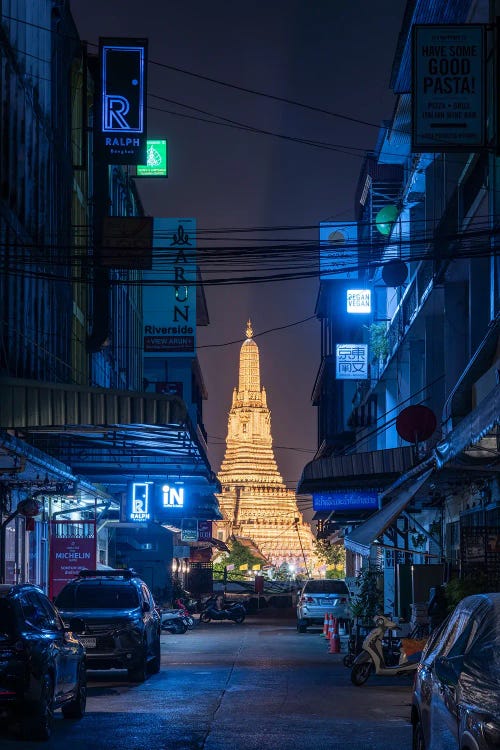 Wat Arun At Night, Bangkok, Thailand by Jan Becke wall art
