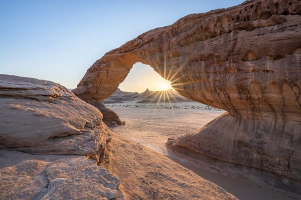 Rock Arch (Rainbow Arch) In The Desert, Al-Ula, Saudi Arabia