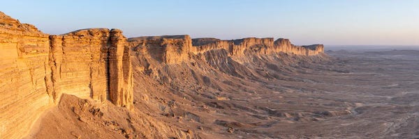 Cliffs: The Edge Of The World Panorama At Sunset, Riyadh, Saudi Arabia by Jan Becke