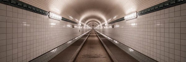 Historic Elbe Tunnel In Hamburg, Germany