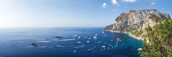 Panoramic View Of Capri Island In Summer, Campania, Gulf Of Naples, Italy