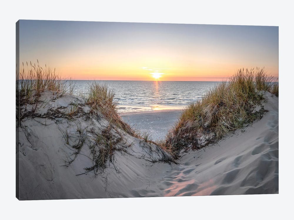 Sunset At The Dune Beach, North Sea, Sylt by Jan Becke 1-piece Canvas Art Print