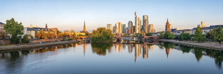 Frankfurt Am Main Skyline Panorama At Sunrise, Hesse, Germany by Jan Becke wall art
