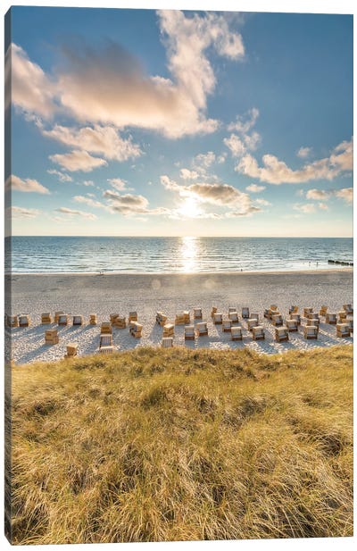 Beach Chairs At Kampen Beach, North Sea, Sylt Canvas Art Print - Furniture
