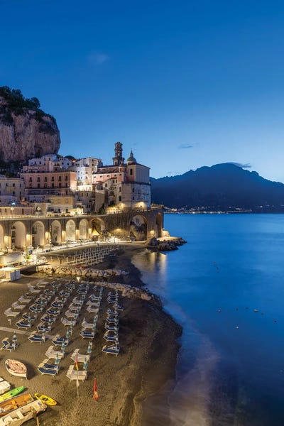 The Town Atrani At Night, Amalfi Coast, Italy