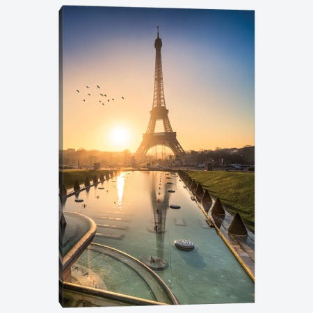 Eiffel Tower At Sunrise Canvas Print #JNB29} by Jan Becke Art Print