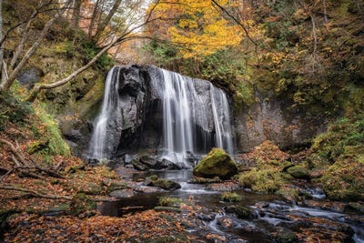 Tatsusawa Fudo Waterfall In Autumn Season, Inawashiro, Fukushima Prefecture, Japan