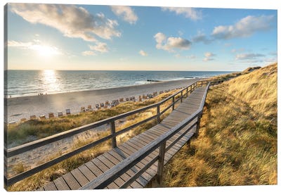Sunset At The Rotes Kliff On Sylt Canvas Art Print - Germany