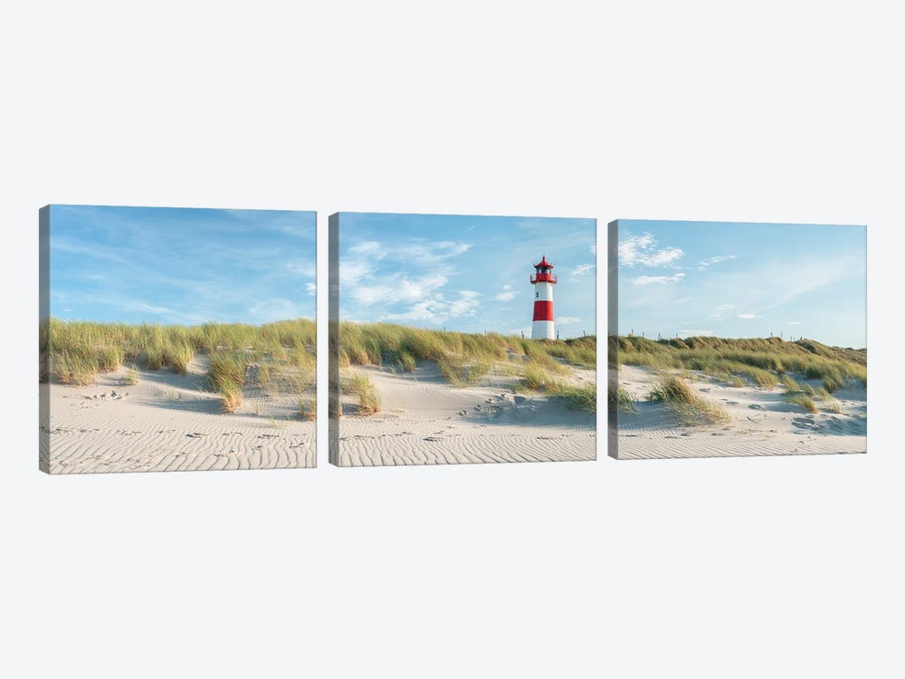 Sylt Panorama With Lighthouse List Ost by Jan Becke 3-piece Canvas Art