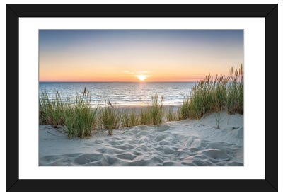 Beautiful Sunset At The Beach Paper Art Print - Photography Art