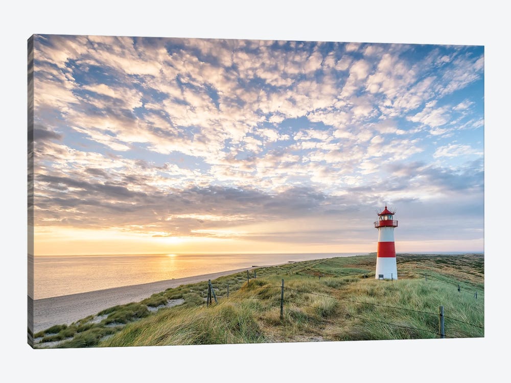Sunrise At The Lighthouse List Ost On Sylt, Schleswig-Holstein, Germany by Jan Becke 1-piece Canvas Art