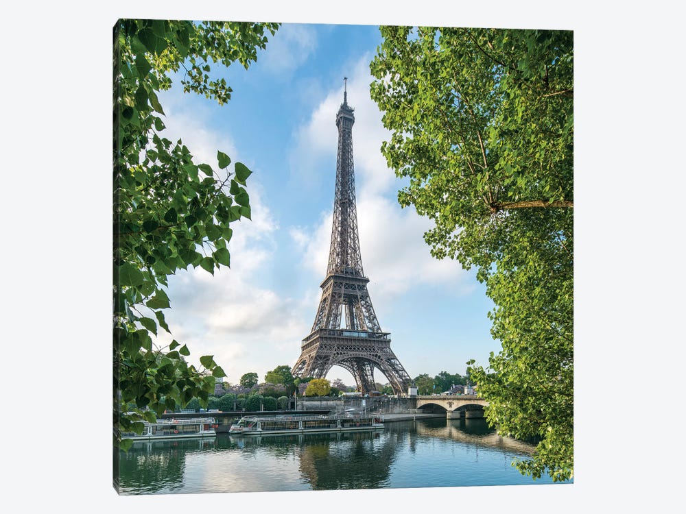 Eiffel Tower At The Banks Of The Seine In Spring by Jan Becke 1-piece Canvas Wall Art