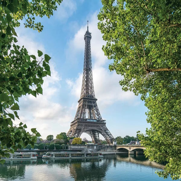 Towers: Eiffel Tower At The Banks Of The Seine In Spring by Jan Becke