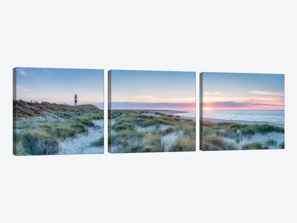 Sunset At The Dune Beach, Sylt, Schleswig-Holstein, Germany by Jan Becke 3-piece Canvas Wall Art