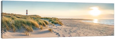Sunset Panorama At The Dune Beach, Sylt, Schleswig-Holstein, Germany Canvas Art Print - Beach Sunrise & Sunset Art