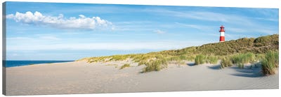 Panoramic View Of A Beach With Lighthouse, Sylt, Schleswig-Holstein, Germany Canvas Art Print - Sylt Art