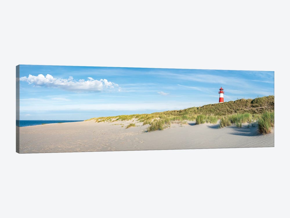 Panoramic View Of A Beach With Lighthouse, Sylt, Schleswig-Holstein, Germany by Jan Becke 1-piece Canvas Wall Art