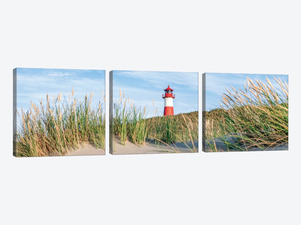 Panoramic View Of The Lighthouse List Ost, Sylt, Germany by Jan Becke 3-piece Canvas Artwork