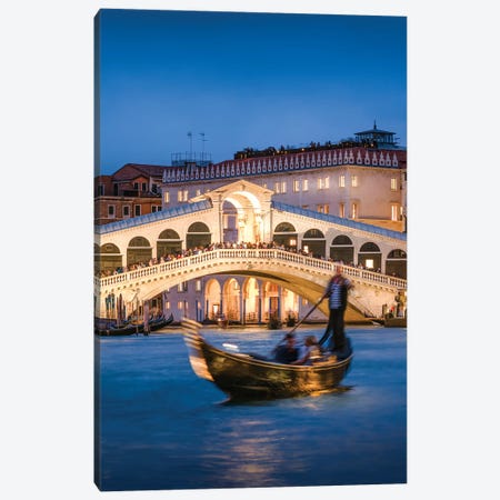 Gondola With Tourists In Front Of Rialto Bridge Canvas Print #JNB35} by Jan Becke Art Print