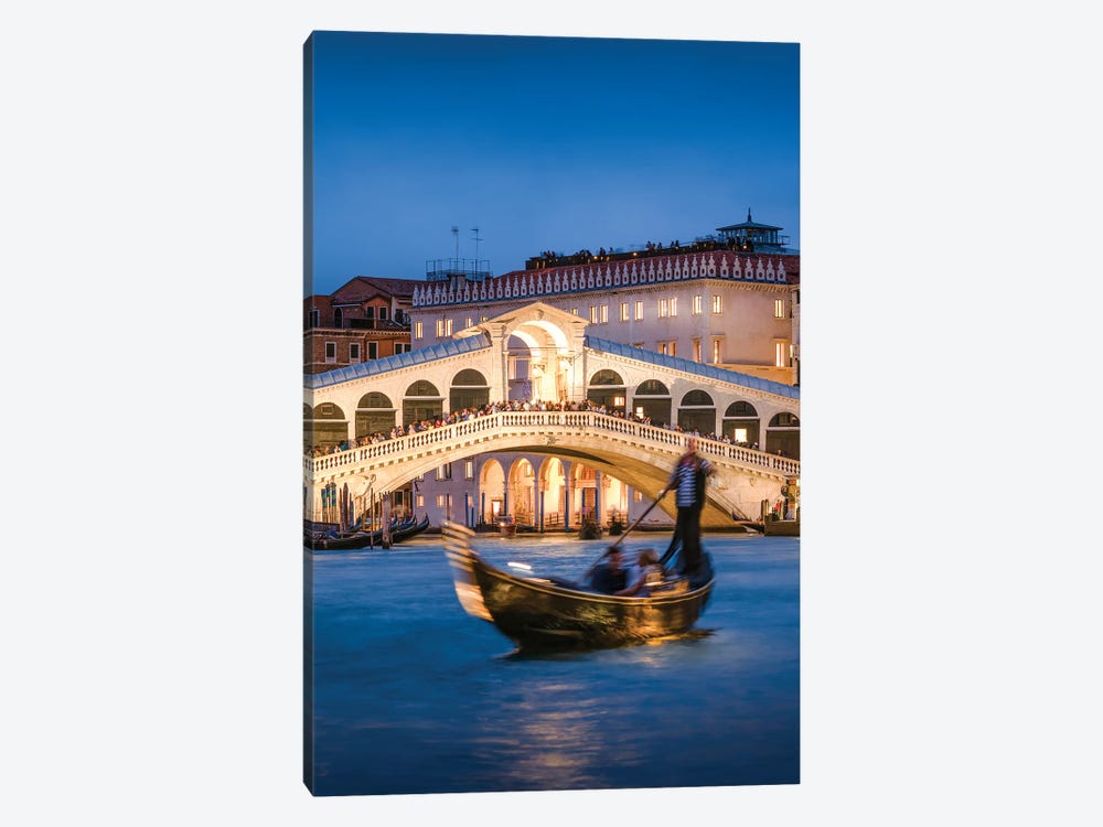 Gondola With Tourists In Front Of Rialto Bridge by Jan Becke 1-piece Art Print