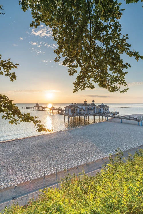 Sunrise At The Seebrücke Sellin (Sellin Pier) On The Island Of Rügen, Mecklenburg-Vorpommern, Germany