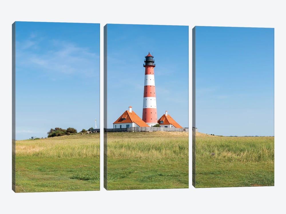 Westerheversand Lighthouse, Westerhever, Eiderstedt, Schleswig-Holstein, Germany by Jan Becke 3-piece Canvas Wall Art