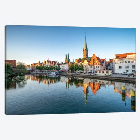 Old Town Of Lübeck Along The Trave River, Schleswig-Holstein, Germany Canvas Print #JNB393} by Jan Becke Art Print