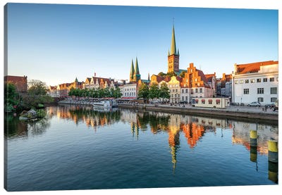 Old Town Of Lübeck Along The Trave River, Schleswig-Holstein, Germany Canvas Art Print