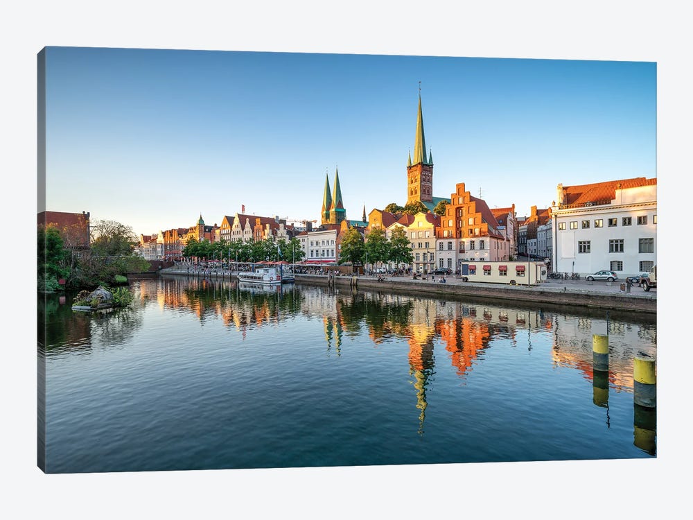 Old Town Of Lübeck Along The Trave River, Schleswig-Holstein, Germany by Jan Becke 1-piece Canvas Print