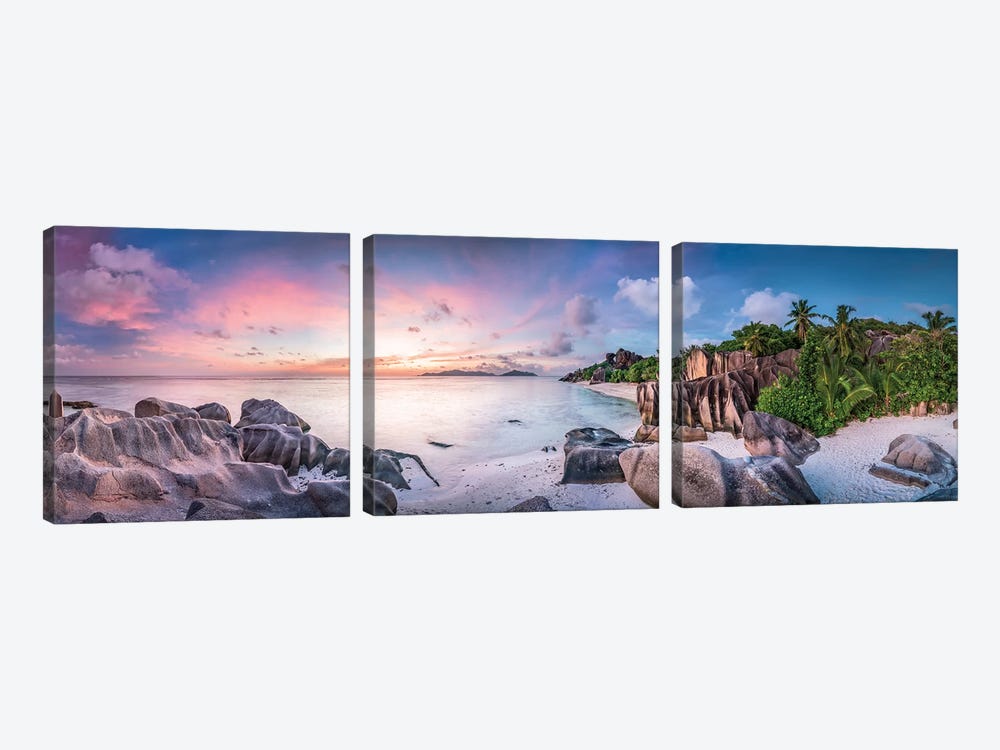 Anse Source D'Argent Panorama by Jan Becke 3-piece Canvas Artwork
