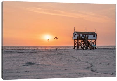 Beach At Sankt Peter-Ording, North Frisia, Schleswig-Holstein, Germany Canvas Art Print