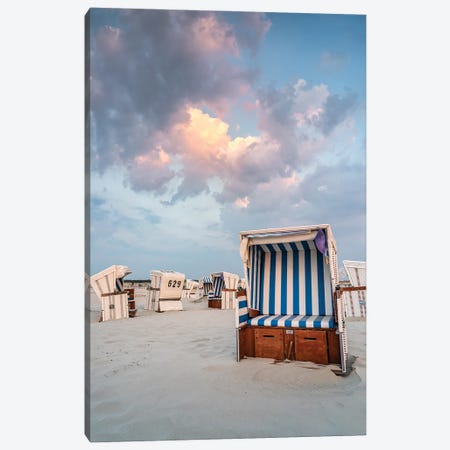 Beach Chair At The North Sea Coast Near Sankt Peter-Ording, Schleswig-Holstein, Germany Canvas Print #JNB405} by Jan Becke Canvas Art