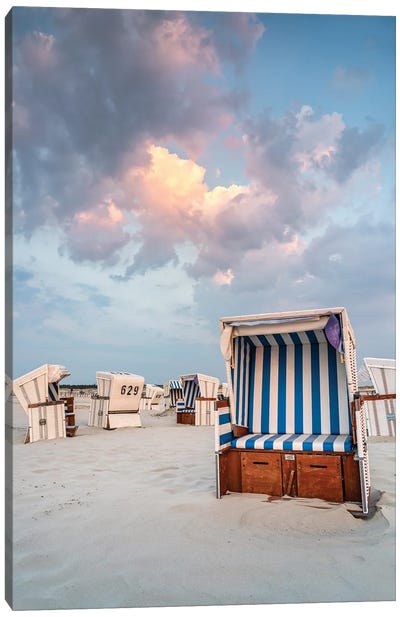Beach Chairs At The North Sea Coast Canvas Art Print - Germany Art