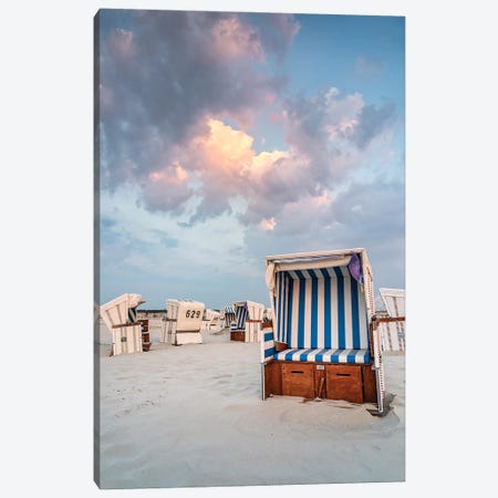 Beach Chairs At The North Sea Coast Canvas Print #JNB408} by Jan Becke Art Print